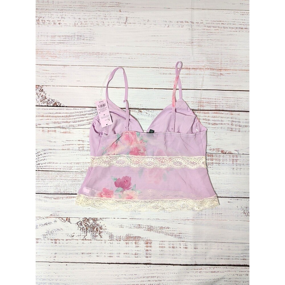 ❤️Wild Fable Tank Top Womens Medium Sheer Lilac Pink Floral Lace NWT Camisole❤️ - Picture 4 of 10